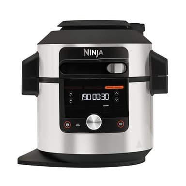 Ninja Foodi MAX Multikocher mit SmartLid, 7,5L, 12-in-1 Multicooker, Pressure Cooker Schnellkochen, Airfryer Heißluftfrittieren, Slow Cooker Langsamkochen, Edelstahl, OL650EU