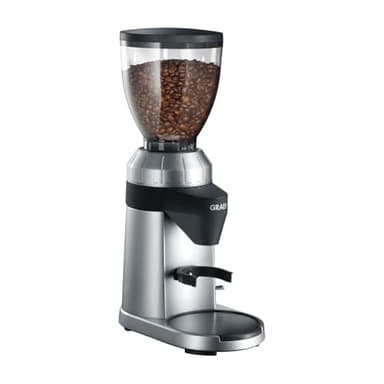 GRAEF CM800 - Elektrische Kaffeemühle, Aluminiumgehäuse, Bohnenbehälter 350 g, Edelstahl-Kegelmahlwerk, 40 Mahlgrade, Kaffeemühle Siebträger, Antistatik-Einsatz, Aluminium-Schaufelrad, 128 W, Silber