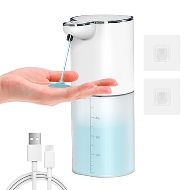 Automatischer Seifenspender Wandbefestigung,Gcstnn 400ml Flüssigseifenspender USB-C Aufladung Elektrischer Sensor, mit 4 einstellbare Stufen, IPX5 Wasserdicht Für Küche,Bad,Schule,Hotel