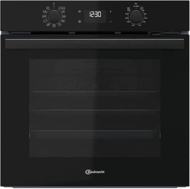 Bauknecht BBA285PU1ZK Einbau-Backofen 71 Liter, Multifunktionsofen mit 12 Funktionen, Power Heißluft, Flexi Clean, versenkbare Knebel, schwarzes Glas