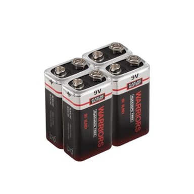 Warriors 4X 9V blockbatterie Batterie 9 Volt blockbatterie blockbatterien 9v alkalisch, Starke Leistung, Lange Lebensdauer, für Rauchmelder, Brandmelder, Alarmsensoren 6lr61 6F22 PP3 MN1604 (4)