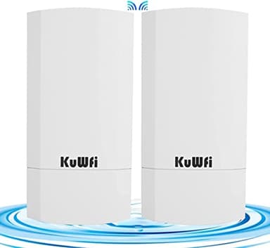 KuWFi Outdoor WLAN Bridge 2-Pack, 300 Mbps PtP & PtMP WiFi Bridge,1 km Reichweite WLAN Richtantenne, Kompatibel mit Starlink Router, IP-Kameras, NVR, 2,4 GHz WLAN Access Point/WiFi Extender