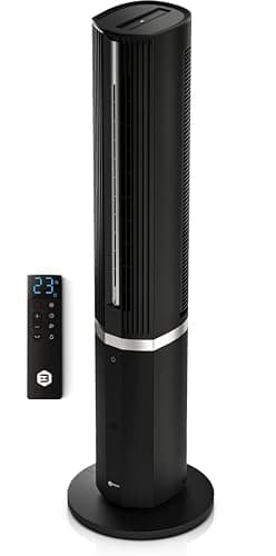 Balter 5-in-1 Mobile Klimaanlage ohne Abluftschlauch - Ventilator mit Wasserkühlung - Luftkühler & Luftreiniger, Luftbefeuchter - Turmventilator mit Wasserkühlung - Timer - sehr leise