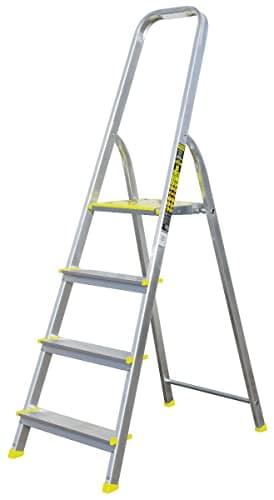 FORTENA Haushaltsleiter mit 4 Stufen – Profi-Leiter aus Aluminium, 2,78m Arbeitshöhe, bis zu 120 kg Belastung, Stehleiter für Haus und Wohnung