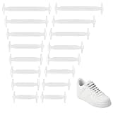 Vandomrise Elastische Silikon Schnürsenkel, Kinder & Erwachsene No Tie Shoelaces, Schnürsenkel ohne Binden Wasserdichte Flaches Elastikband für Sneaker Stiefel Brettschuhe und Freizeitschuhe, Weiß