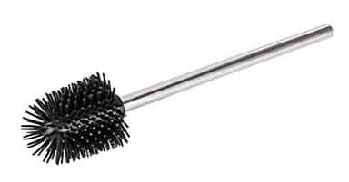 WENKO Silikon WC-Ersatzbürste mit Edelstahlstiel - Ersatz-Toilettenbürste, mit Anti-Haft-Wirkung, Edelstahl rostfrei, 7.5 x 35 x 7.5 cm, Glänzend, Schwarz