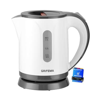 GRIFEMA Wasserkocher Klein, 0,8L, 1100W - Teekocher Elektrisch mit Kalkfilter, Kettle Leise, Schnell, Wasserkocher BPA-Frei, Reisewasserkocher Automatische Abschaltung, Überhitzungsschutz, Weiß