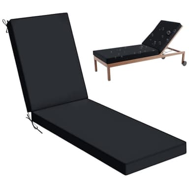 Aocase Deckchair Auflagen, Dicke Sonnenliege Auflage Wetterfest, Tragbarel Gartenliege Auflage Outdoor, Sitzkissen Relaxsessel, liegestuhl Strandliege Auflage Mit Einstellband,Black 01,193x56x8cm