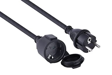 Electraline 01658 Verlängerungskabel IP44 (5m Kabel, H07RN-F 3G2.5, für den Außenbereich und den Einsatz auf Baustellen) schwarz, Schwartz