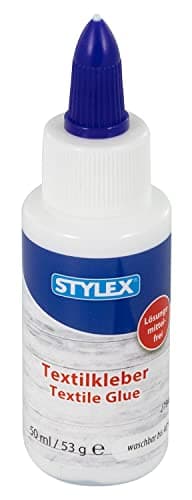 Stylex 23347 - Textil-Kleber, 53 g Flasche, geruchloser Klebstoff für Stoffe und Textilien, ohne Lösungsmittel, transparent trocknend und waschbar bis 40°C