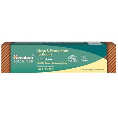 Himalaya Neem and Pomegranate Organic Toothpaste | Fights germs, strengthens gums | Whitens teeth | Natural, No Fluoride, No SLS, No Gluten, No Saccharin - 150g