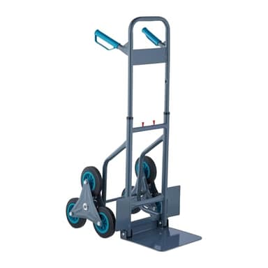 Treppensackkarre bis 200 kg – Sackkarre für Treppen mit 6-Rad-Treppensteiger, Klappbare Schaufel, Höhenverstellbarer Griff, Robuste Transportkarre aus Stahl für Umzug & Schwerlast