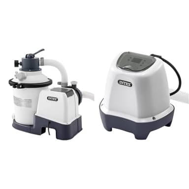 Intex Krystal Clear Sandfilteranlage SX925, Umwälzleistung 2.000 l/h, 26642, Weiß & Krystal Clear Salzwassersystem QS200, 26662, Weiß