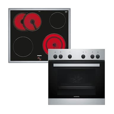 Siemens EQ110KA2EE iQ100 Herd-Glaskeramik-Kochfeld-Kombination (herdgesteuert), 59,4 cm breit, Schnellaufheizung, 3D-Heißluft Plus Backen auf 3 Ebenen
