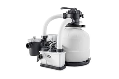 Intex 26676 – Sandfilterpumpe Krystal Clear mit Salzwassersystem, Wasserfluss 7900 L/h, Systemfluss 6000 L/h, für Pools bis maximal 32200 L, Kunststoff, Weiß