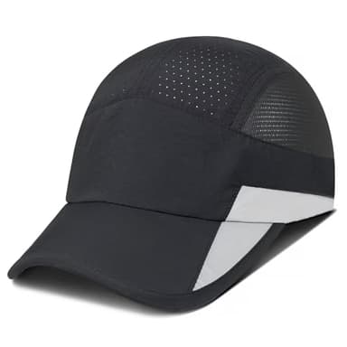 GADIEMKENSD Running Hat Outdoor Hat Unstructured Baseball Cap UPF 50 UV SPF Exercise Run Caps Reflective Breathable Light Sun Hats Quick Dry Mesh Summer Sports Hat Cap for Men Woman Plain Black