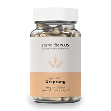 Spermidin Kapseln Ursprung - 3,0 mg Spermidin in reiner Apothekenqualität | Natürlicher Weizenkeimextrakt | Spermidine hochdosiert & vegan | Ausgezeichnete Bioverfügbarkeit | spermidinPLUS