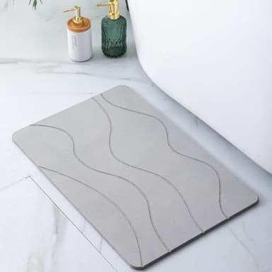 Pure 4Home Steinmatte Badezimmer rutschfest aus Kieselgur 60 x 39 cm | Duschvorleger Schnelltrocknend Saugfähig | Badvorleger, Badematte Stein | Diatomite Stone Bath Mat