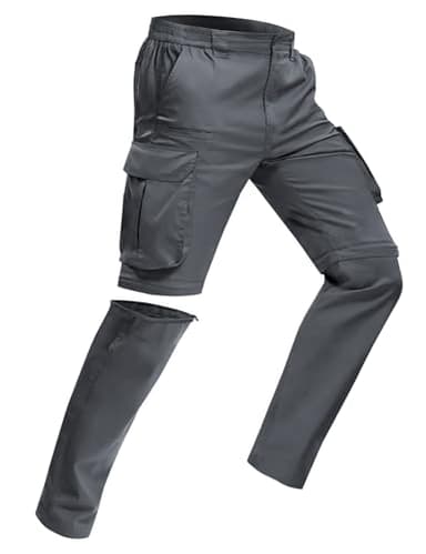 MOURCE Leichte Wanderhose Herren Zip Off Schnelltrocknende Cargohose Männer für Angeln Reisen Safari, Grau