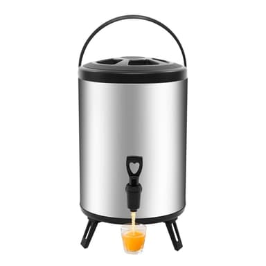 Czyurachel Iso-Dispenser, 8L Thermobehälter, Edelstahl Getränkespender für Heiße und Kalte, Thermo Behälter mit Klappbarer Ständer, 23 x 35 cm