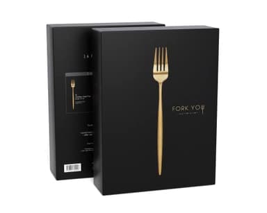 FORK YOU Besteck Set Gold Matt (16-teilig), rostfreier Edelstahl, Tafelbesteck für 4 Personen, spülmaschinenfest, Geschenk Set in hochwertiger Geschenkbox