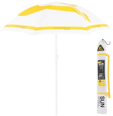 Cressi Sunshell Umbrella Parasol White/Yellow/Black - Leichter und Tragbarer Sonnenschirm für den Außenbereich, zum Schutz vor Sonne und Wetter, Weiß/Gelb/Schwarz, Ø 200cm