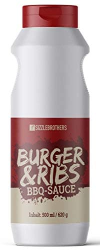 Burger & Ribs BBQ Sauce 500 ml - Perfekt für Burger, Grillfleisch, Steaks, Pulled Pork, Hähnchen & Co. - Barbecue Glaze für Spareribs - SizzleBrothers