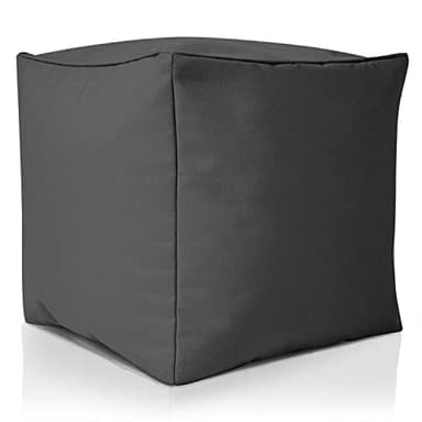 Green Bean Sitzsack-Hocker 40x40x40cm mit EPS-Perlen Füllung - Fußhocker Fußkissen Sitz-Pouf für Sitzsäcke - Bodenkissen für Kinder und Erwachsene - Fußablage Sitzkissen Sitzhocker Anthrazit