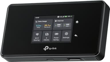 TP-Link M8550 5G LTE Mobiler WLAN Router – Bis zu 3,4 Gbit/s, Tri-Band Wi-Fi 6E, Nano-SIM-Karten Slot, Gigabit WAN/LAN, 4680 mAh Akku, Touchscreen, Wireguard, bis zu 32 Geräte
