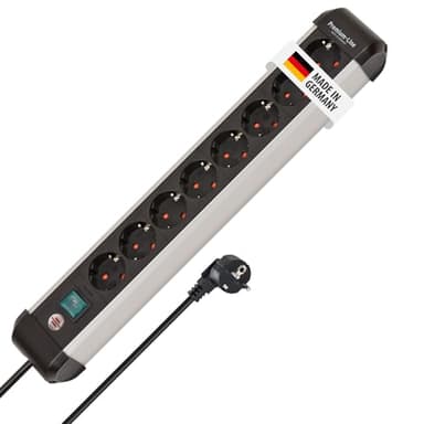 Brennenstuhl Premium-Alu-Line Steckdosenleiste 8-Fach/Steckerleiste aus hochwertigem Aluminium (Mehrfachsteckdose mit Schalter und 3m Kabel, Made in Germany)