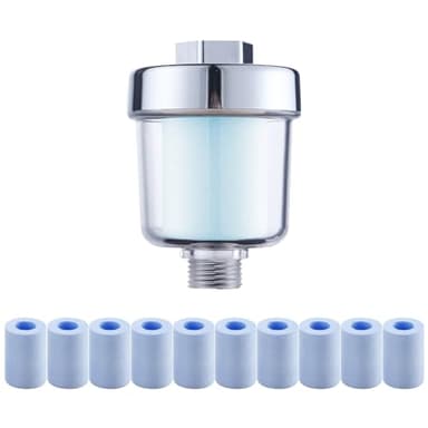 WOOLUCK® Duschfilter mit 10 austauschbaren filterelementen,Duschkopf kalkfilter,Duschfilter für kalkhaltiges wasser,reduziert trockene juckende Haut