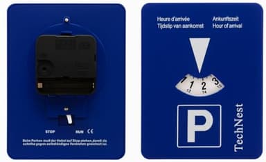 TechNest Automatische Elektronische Parkscheibe_Europäische Parkuhr mit 24-Stunden-Zeitanzeige für Autozubehör_Farbe Blau