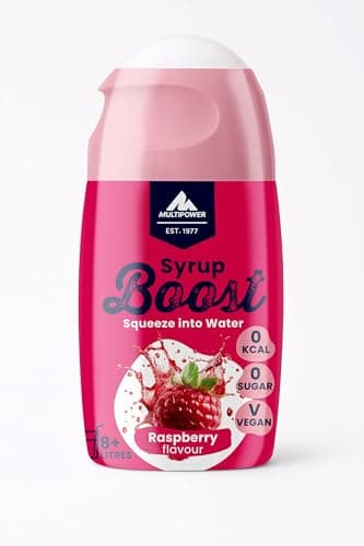 Multipower Syrup Boost Himbeere (65 ml) – veganer, zuckerfreier Sirup für bis zu 8 L Wasser mit Geschmack – kalorienarmes Getränkekonzentrat