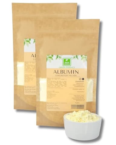 Albumin pulver Eiweißpulver 1000g (2 * 500g) von der Grünen Essenz - Proteinpulver - Albumin getrocknetes und pasteurisiertes Eiweiß - Eiweiss protein Pulver (1000 Gramm)