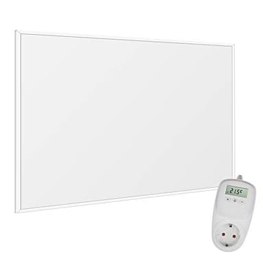 VIESTA F300 Heizpaneel infrarot Infrarotheizung Wandheizung elektrisch, ultraflache Heizplatte, Carbon Crystal, 300W, Weiß + Thermostat TH10