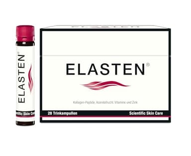 ELASTEN - Der studiengeprüfte Kollagen-Komplex für strahlende Haut von innen - Fältchen mildern - Bindegewebe stärken - 28 Trink-Kollagen-Ampullen à 25 ml