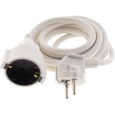 Zenitech, Schuko-Verlängerungskabel HO5VV-F 3G1,5mm² 2m weiß, Elektrokabel mit verstärkter Isolierung für Haushaltsgeräte, Max. Leistung 3680W, Spannung 230V
