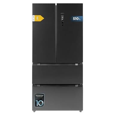 Cecotec Kühlschrank Französische Tür Dark 510 Liter Bolero CoolMarket FD 510 Dark E. 183 cm hoch, 84 cm breit, Inverter Plus, Fast Cooling und Fast Freezing, MultiAirFlow, Total NoFrost