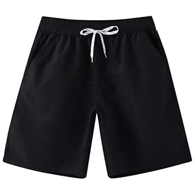 LYRIKER Badehose Herren Ohne Netz, Badeshorts Ohne Mesh Schwimmhose Schwarz Ohne Futter 4XL