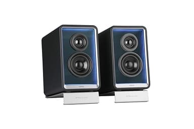 Edifier QR65 Active Design Monitor Lautsprecher (70 Watt) mit RGB-Lichteffekten, 3 x USB TurboGaN Schnellladeanschlüssen und Subwoofer-Ausgang, Schwarz