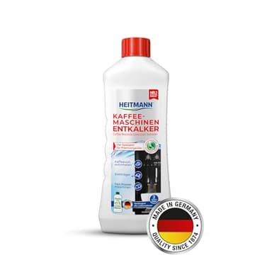 HEITMANN Kaffeemaschinen entkalker zwei Anwendungen, für Kaffeevollautomaten Siebträger Pad und Kapselmaschinen, 250 ml, Farblos