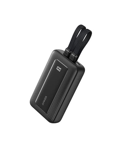 Anker Powerbank, 10.000mAh 30W Max. portables Schnell-Ladegerät mit integriertem USB-C & MFi-zertifiziertem Lightning-Kabel, 1 USB-C, 1 USB-A, Akkupack für iPhone 17/16 Modelle, MacBook, Galaxy etc.