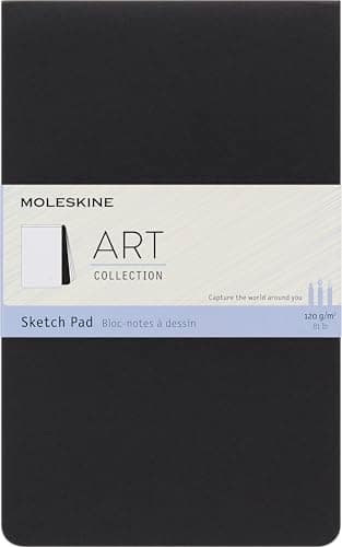 Moleskine Skizzenblock, Skizzenbuch (Papier für Bleistifte, Zeichenkohle, Stifte, Füllfederhalter und Marker, Softcover, Großformat 13 x 21 cm, 48 Seiten) schwarz