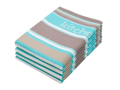 ZOLLNER 4er Set Geschirrtücher Baumwolle in 50x70 cm - saugstarke und langlebige Küchentücher - waschbar bis 60°C – in Mint gestreift - Gastronomiequalität - Oeko Tex® Zertifiziert