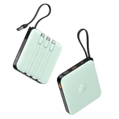 VRURC Powerbank 20000mAh Power Bank mit Kabel Klein USB C 22.5W QC3.0 Schnelles Aufladen Tragbares Ladegerät Externe Handyakkus Klein Aber Stark mit LED-Anzeige für iPhone Huawei Smartphones (Grün)