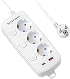 Steckdosenleiste überspannungsschutz 20W Schnellladegerät PD3.0/QC3.0 USB Steckdosenleiste Einzeln Schaltbar 3-Fach mit 1,6M Kabel (3680W 16A) Mehrfachsteckdose mit USB für Zuhause Büro Hotel Weiß