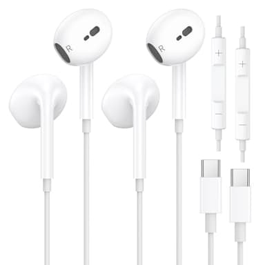 2 Pack iPhone 17 16 15 Kopfhörer mit Kabel, USB C Kabelkopfhörer für iPhone 15 16 16e 17 Plus Pro Max Air, In-Ear Ohrhörer mit Kabel Type C mit Mikrofon & Lautstärkeregler für Samsung S25 S24 S23
