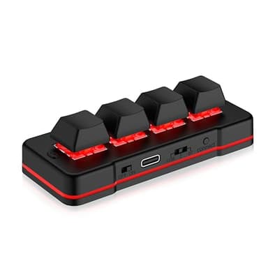 4-Tasten-Mini-Tastatur USB Wired & BT Wireless Mini Keyboard Customized Programmierbare Computer-Tastatur Maus für Video Game Control Office Work Sheet Music Page Turner HID (Black)