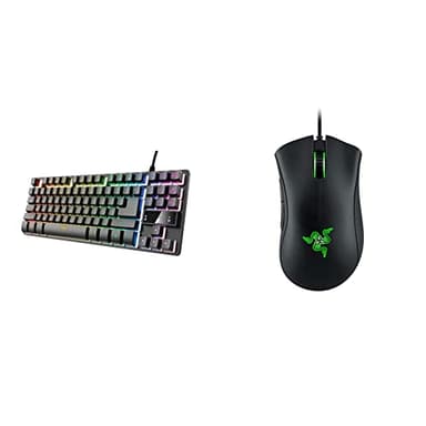 Trust Gaming 24068 Tastatur mit TKL-Design GXT 833 Thado - Beleuchtete Tastatur mit Deutsches QWERTZ Layout & Razer DeathAdder Essential (2021) - Essentielle Gaming-Maus mit optischem 6.400-DPI-Sensor
