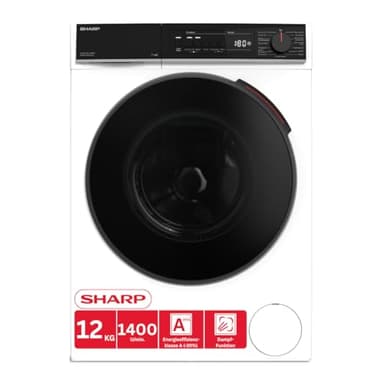 Sharp ES-WNFB214CWDA-DE Waschmaschine, 12 kg, Energieklasse A, 1400 U/min, Inverter Motor, AquaStop, WiFi App-Steuerung, Dampf-Funktion, Schnellwaschgang, Weiß